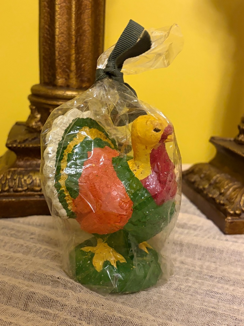 70’s Vintage Hand-Painted Turkey Candle Thanksgiving Fall Table Centerpiece Deco